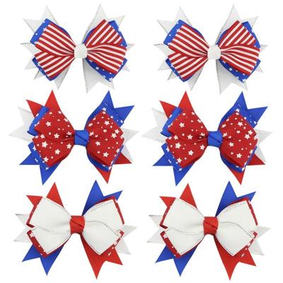 China Newest Sale Eco-friendly American Flag Style Hair Clip Independence Day Girls Hair Accessories for sale