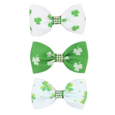 China New Wholesale Eco-Friendly Saint Patrick Festival Hair Clips Pattern With Copycat 2.7 Inch Clover Girl Hairpin for sale