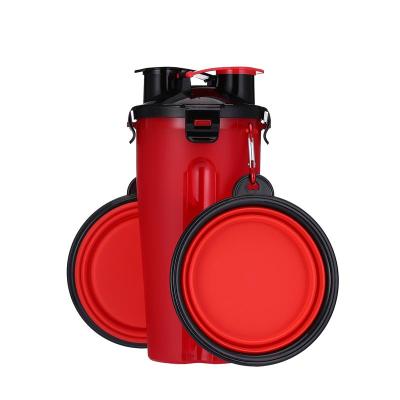 China Wholesale Custom Viable Outdoor Portable Fordable Dog Water Bottle Travel 2 Collapsible Dog Water Bowl in-1 for sale