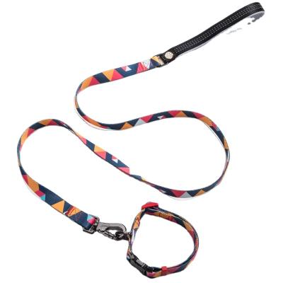 China Wholesale hot sale custom nylon polyester printed high grade luxury adjustable dog collar and leash for sale