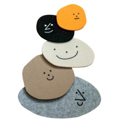 China Felt Insulation Table Coaster Cartoon Smile Expression Fashionable Cute Coaster For Kids for sale