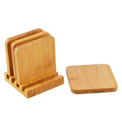 China Stocked LOL Amazon Hot Sales Heat Resistant And Durable Wooden Coasters Bamboo Coasters In 4 Pieces for sale