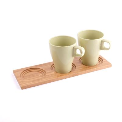 China Viable Wooden Bamboo Coaster For Meat Rectangular Bamboo Multi Flowerpot Pad 3 Person Bamboo Cup Holder for sale