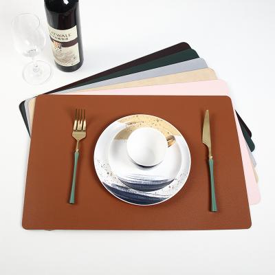 China Sustainable High Quality Faux Leather Classic Leather Double-face Luxury Coaster Dining Place Mat for sale