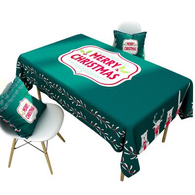 China Stocked Export Party Colorful Custom Christmas Waterproof Decoration Polyester Table Cloth for sale