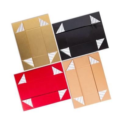 China Hot Recycled Materials Magnet Fancy Box Cardboard Storage Black Rigid Flat Luxury Magnetic Folding Paper Gift Box for sale