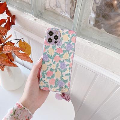 China Shockproof For New VivoX60 oppoR17 Huawei p40 xiaomi10 Color Oil Painting Tassel Button Skin Contrasting Design TPU Pendant Phone Cases for sale