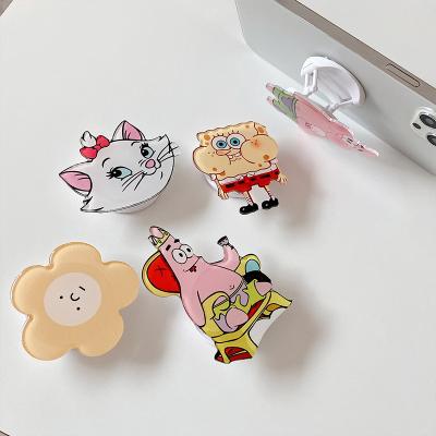 China Cute Anti-fall Cartoon SpongeBob Pie Star Dispensing Foldable Mobile Phone Holder For All Models Of Mobile Phones for sale