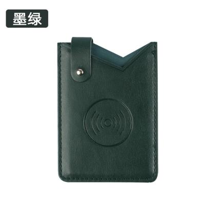 China RFID Blocking Protect Leather Custom Credit Card Holder Fashion PU Phone Holder Sticky Invisible Version for sale