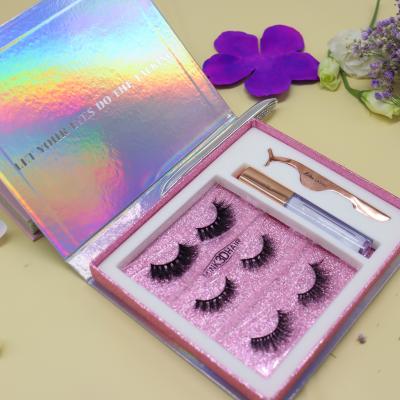 China Natural Luxury Long Natural Mink Lashes Various 3d Mink Lashes 3 Pair Lashes Set With Packaging Boxes for sale