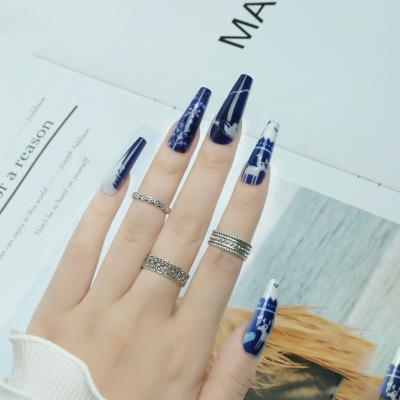 China High Quality Nail Design Movie Star Long Design Press On False Nails Full Cover Fashion Art Western ABS Artificial Nails for sale