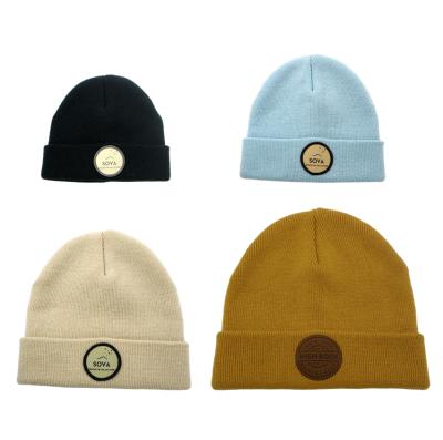 China JOINT Custom Acrylic Wool Blended Knitted Winter Inspired Toques Beanie Hats With Embroidered Logo For Kids And Adults for sale