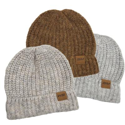 China COMMON MOQ Warm Soft Bottom Knitted Slapped Hat Logo Wool Blend Ribbed Beanie Custom Made for sale