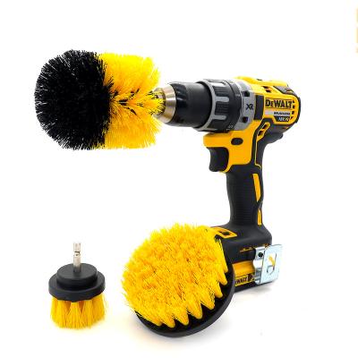 China Durable 3 Pcs Yellow Drill Brush, Power Scrubber Cleaning Brush For Bathroom And Home Supplies (Yellow, 3pcs) for sale