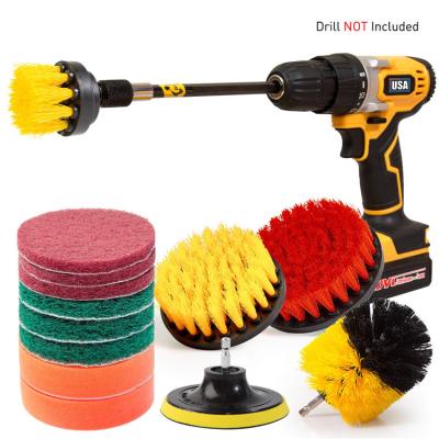 China Durable 2022 14Piece Drill Cleaning Brush Attachments Set With Extend Long Attachment Car Wash Drill Scrub Brushes Kit For Floor / Showe for sale