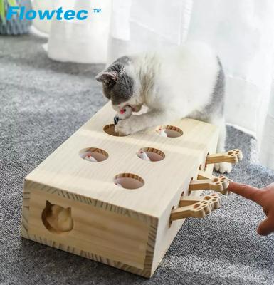 China Hot Solid 3In1 Cat Scratcher Toy Outdoor Indoors Cat Funny Toys Interactive Wooden Beat A Mole Mouse Game Puzzle Toy for sale