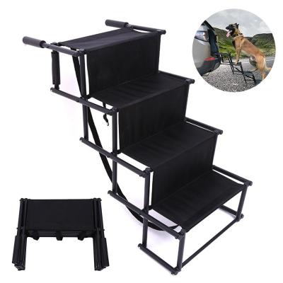 China Foldable 4-Step Travel Pets Car Step Stair Ladder Portable Ramp Puppy Ladder Outdoor Car Stairs For High Beds Trucks SUV for sale