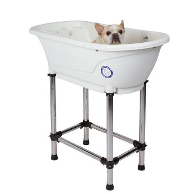 China Durable Large Pet Products Non-Slip Tub Dog Tub Grooming Stainless Steel High Legs Easy Install Plastic Dog Pet Spa Tub for sale