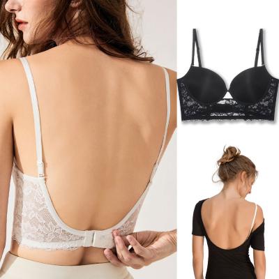 China Wedding QUICK DRY Backless Bras Lace Bralette Bra Low Back Underwear Lift Up Bra Women Seamless Lingerie Sexy Corset BH for sale