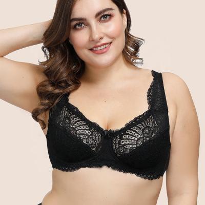 China Ultra-thin female inner cup bra full coverage ropa de mujer d'encaje bras large ropa interior plus size plus size lace bras for sale