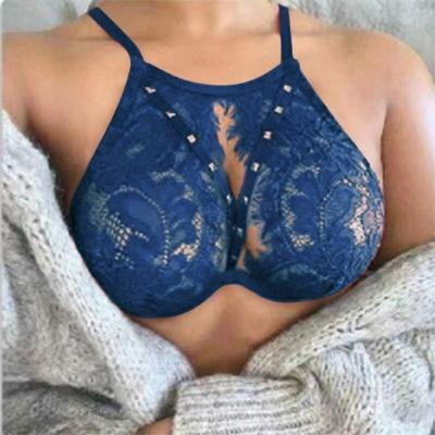 China New Arrival Women's Bra Fashion Polyamide Underwear Sexy Comfortable Lace Bralette Wire Free Neck For Wear Backless Bra for sale