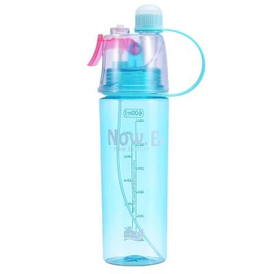 China Viable Custom LOGO Gift 400ML 600ML Drinking Cup Mist Plastic Rising Spray Bottles Creative Outdoor Sports Spray Water Bottle for sale