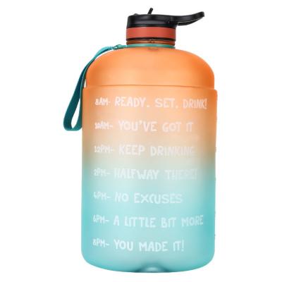 China BPA Leak Proof 1Gallon Viable Free Motivational Water Bottle With Time Maker, 3.78L Large Gradient Sports Plastic Water Bottle for sale