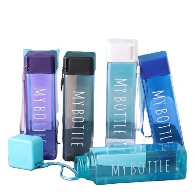 China Viable Simple Creative Trend Square Customizable Plastic Water Bottle for sale