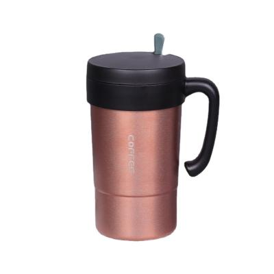 China Custom Sustainable Milk Tea Mug Stainless Steel Travel Vacuum Insulated Coffee Mug With Handle for sale