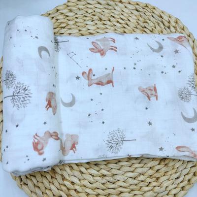 China Amazon PORTABLE Top Selling Supply Factory Accept Customized Rabbit Newborn Bamboo Muslin Baby Wrap Blankets for sale