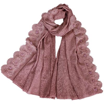 China Muslim hijab GVS128 COTTON lace scarf cotton women hijabs cotton muslim scarves wholesale shawls long for sale