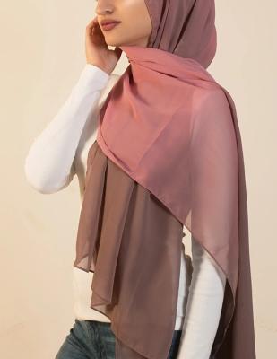 China Latest Design Chiffon 2021 Shade Chiffon Islamic Hijab Tone Muslim Scarf Shawls Two Long Wraps QK108 for sale