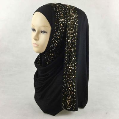 China Muslim COTTON Square Scarf Muslim COTTON stones hijab hijab sparkle rhinestones shawl wrap long scarves QK051 for sale