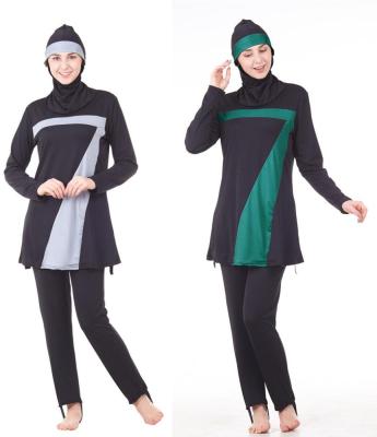 China Modest Full Body Anti-UV Long Sleeves Plus Size Islamic Muslim Swimwear Sets Women Hooded Burkini 3 Pieces Fit Hijab Swimsuit SW022 for sale