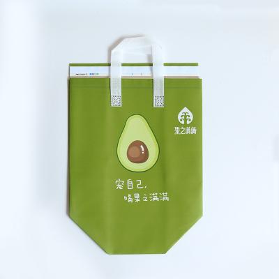 China Recyclable Custom Avocado Milk Tea Series Thermal Cooler Bag Eco Friendly Portable Takeaway Shopping Bag Insulated Cool Bag Green for sale