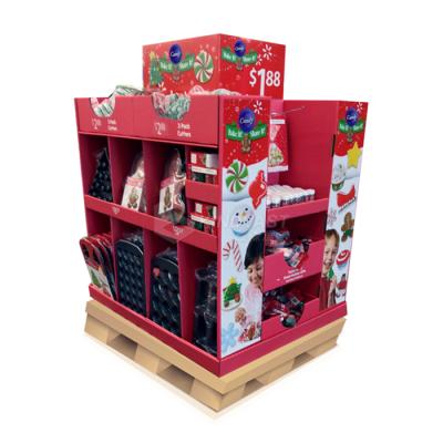 Китай Recyclable Material Free Custom Design Cheaper High Quality Recyclable Promotion Christmas Paper Pallet Display продается