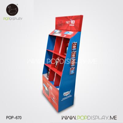 China Recyclable Material Personalized Free Standing POP Cardboard Stand Compartment Display Promotional Floor Display for sale