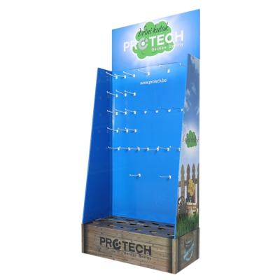 China Recyclable Material Promotion Corrugated Cardboard Hook Display Paper Floor Display Rack for sale