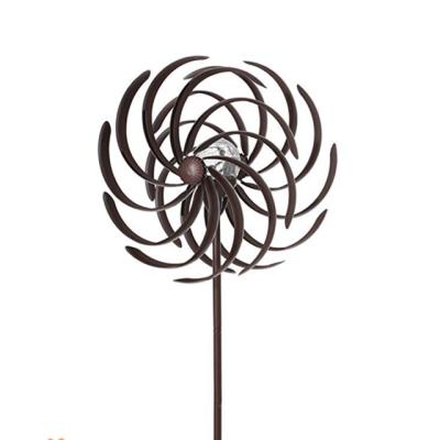 China Big Wind Europe Chinese Style Bronze Metal Flower Spinner Kinetic Wind Garden Spinner for sale