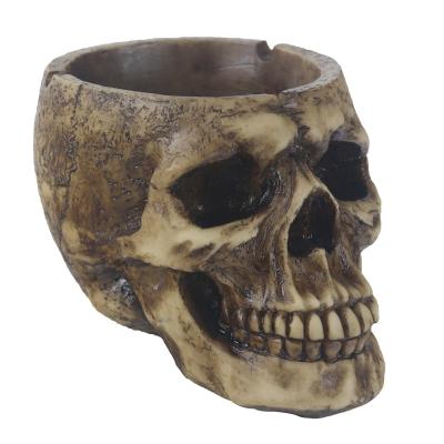 China Europe resin skeleton khaki head ashtray home ornaments, skeleton head figurines for sale