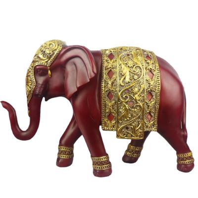 China Europe Custom Resin Elephant Statue Carving Trunk Wealth Golden Feng Shui Ornament Lucky Collectible Figurine Gift Home Decor for sale