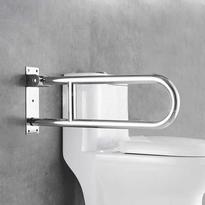 China Modern SUS 304 Stainless Steel Swing Up Bathroom U-Shape Toilet Handrail Folding Handicap Safety Grab Bar Grab Rail For Disabled for sale