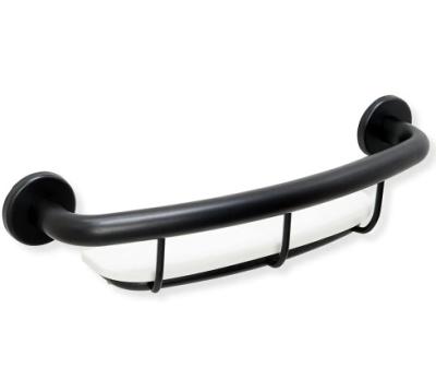 China Modern Wall Mounted Grab Bar With Shelf Use On Tub Shower Safety Black Grab Bar For Older Safety Railing for sale