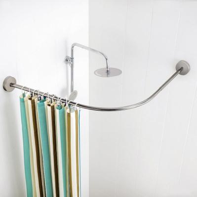 China Factory Viable Custom Metal Suction Stainless Steel Telescopic L Shaped Adjustable Shower Curtain Rod en venta