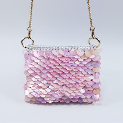 China Fasion handwoven bag diy material bag, SHINING sequins oblique cross bag for sale