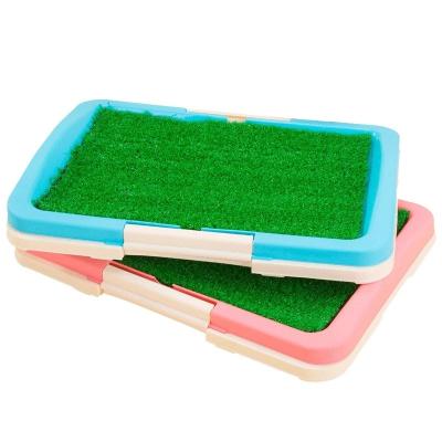 China Portable Training Stored Potty Dog Toilet Grass Pad With Tray Puppy Pee Pad Holder For Small Large Dog Cat Litter Box for sale