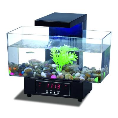 China New USB HD Transparent Viable Square Mini Fish Tank Desktop Aquarium Customized Ultra White Mini Desktop USB Aquarium With Lights for sale