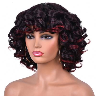 China Other Cheap Non Lace Wigs Bob Wig Short Synthetic Curly Short Hair Wigs No Lace Curl For Woman for sale