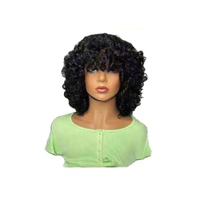 China Other High Quality Black Ladies Bob Wig Fashion European And American Popular Black Gold Red Short Curly Synthetic Wig for sale