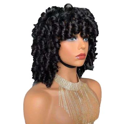 China The Other European and American Popular Curly Short Bob Wig Black Red Gold Wholesale Curly Short Synthetic Wig for sale